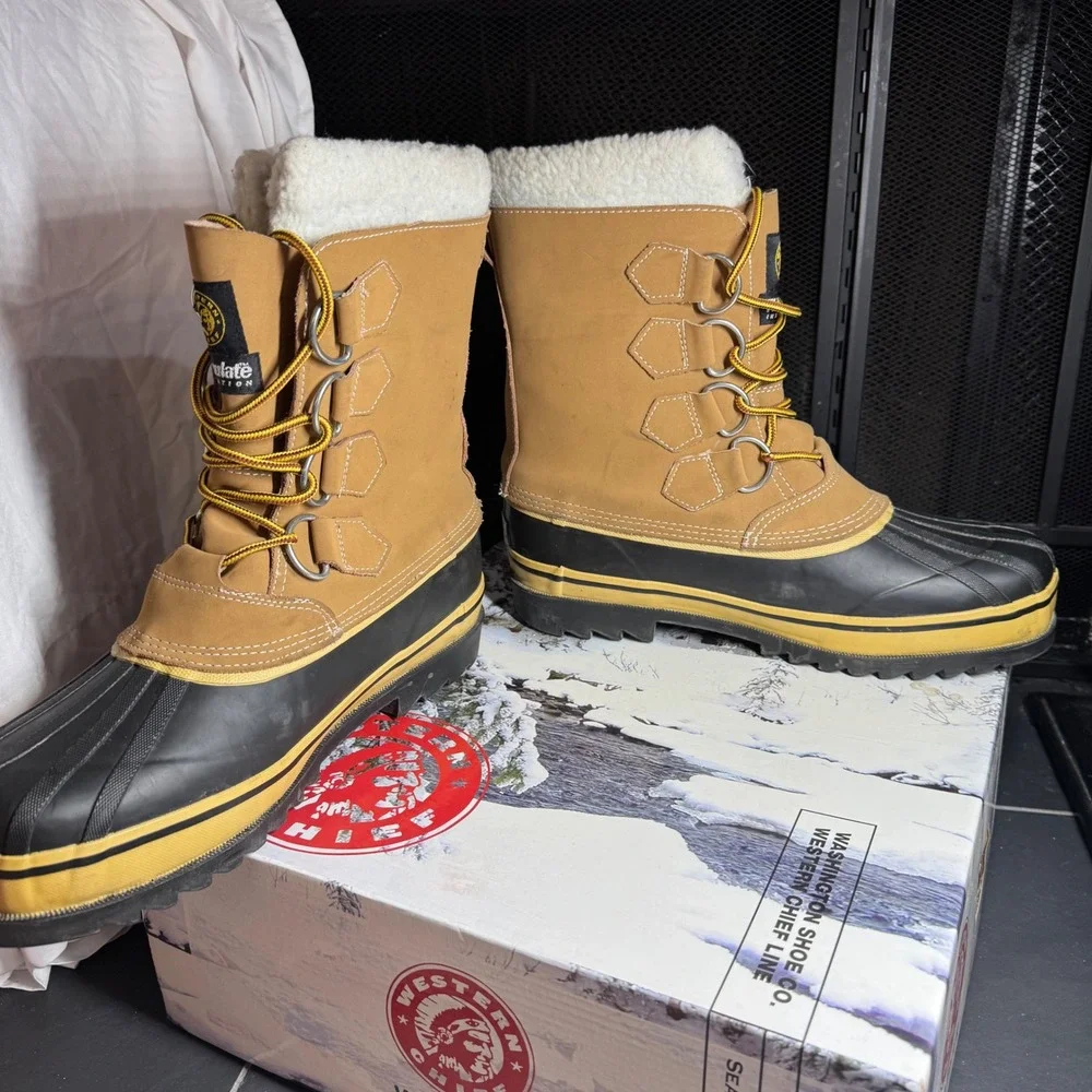 Western Chief Mens Arctic Snow Boots Sand Tan Winter Cold Weather Size 10 220053